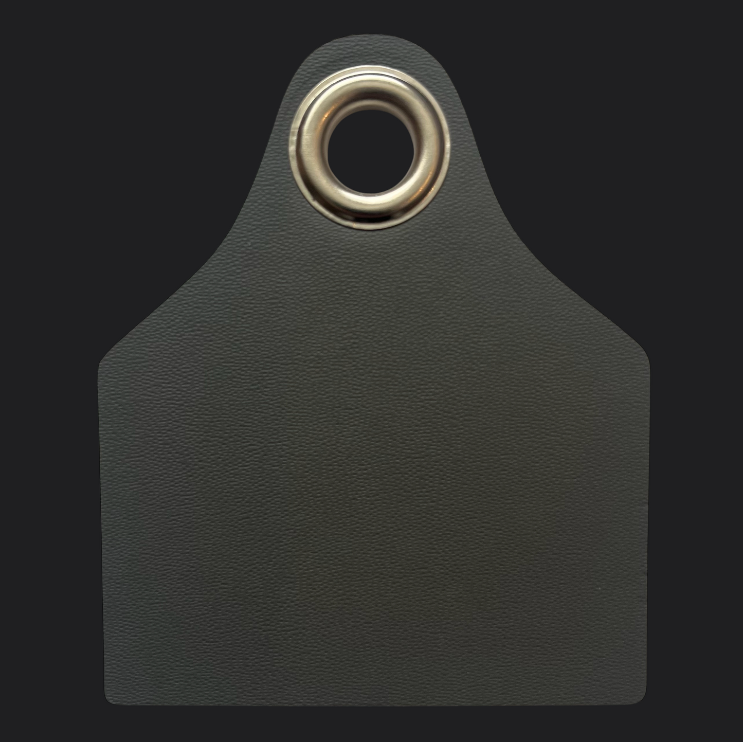 Grey Leather Cowtag Bag Tag - Black Engraving - Personalised Bag Tags