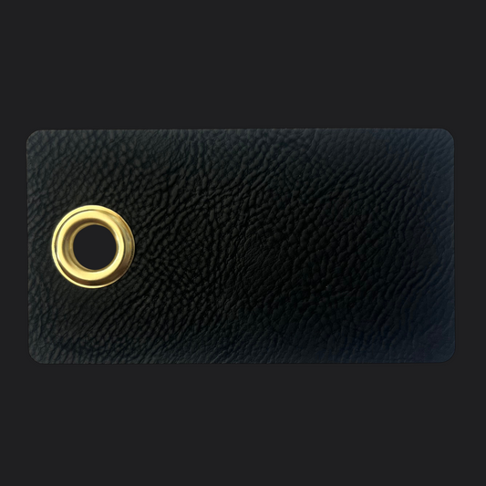 Black Rectangle Leather Bag Tag - Gold Engraving - Personalised Bag Tag