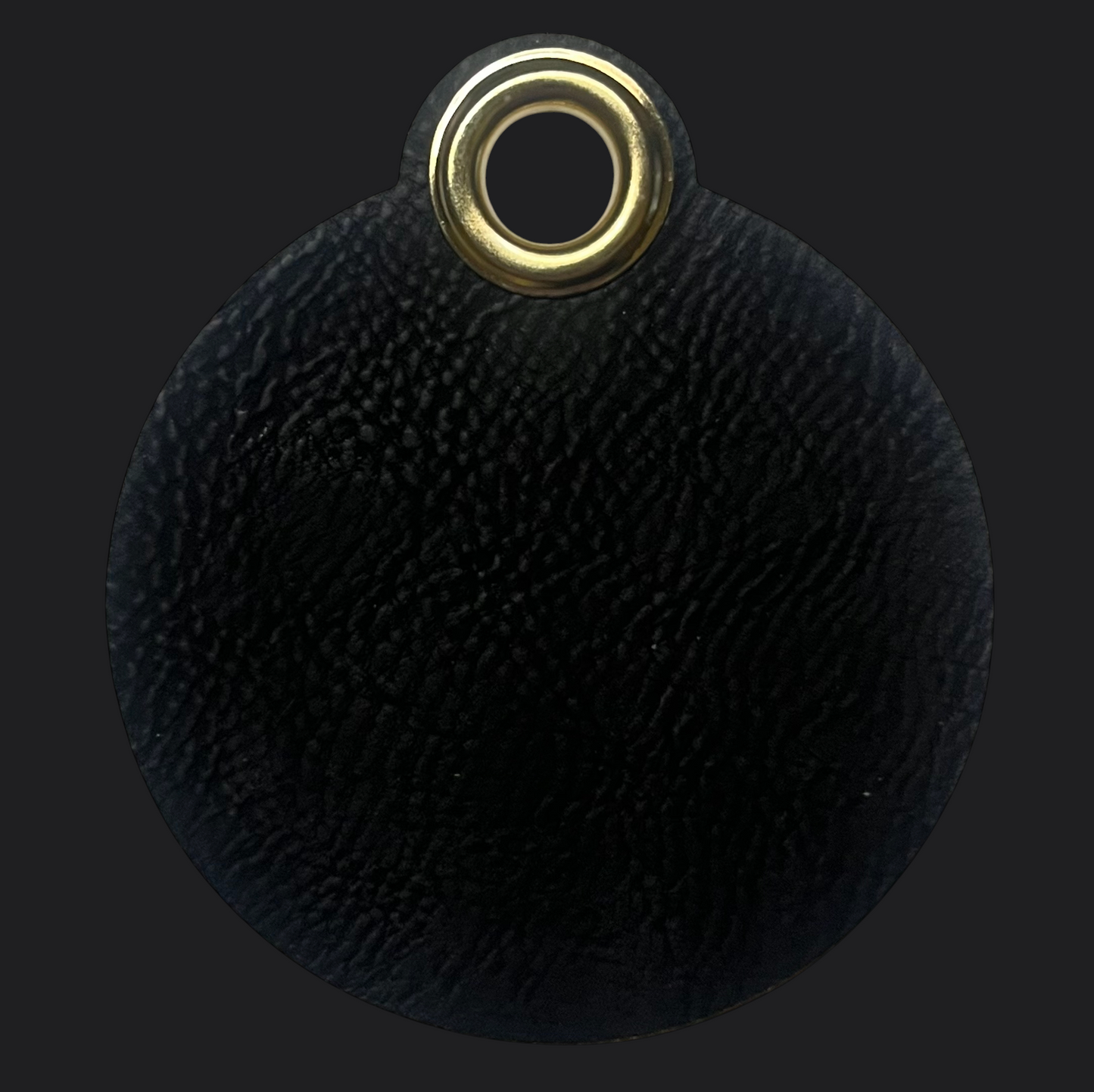 Black Round Leather Bag Tag - Silver Engraving - Personalised Bag Tags