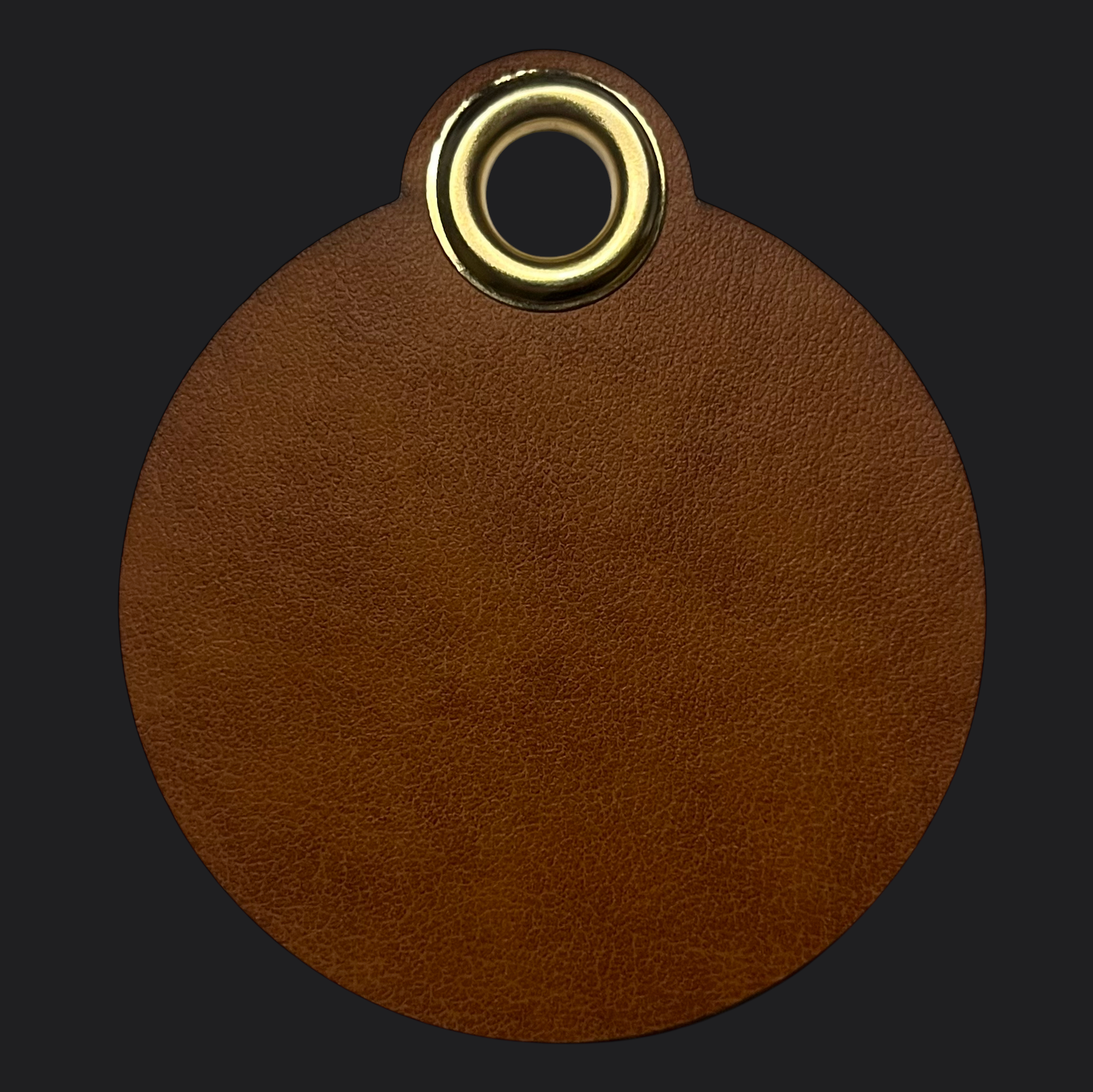 Classic Round Leather Bag Tag - Black Engraving - Personalised Bag Tags