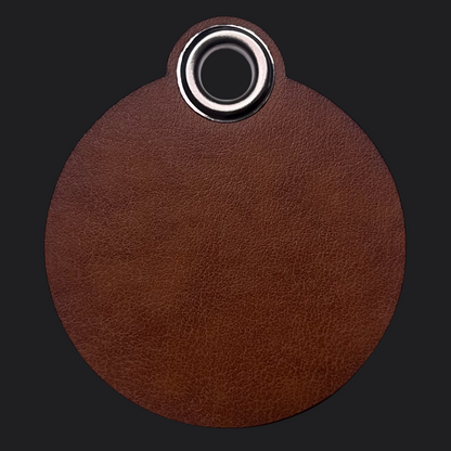 Classic Round Leather Bag Tag - Black Engraving - Personalised Bag Tags