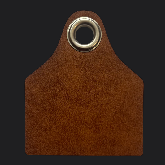 Classic Leather Cowtag Bag Tag - Black Engraving - Personalised Bag Tags