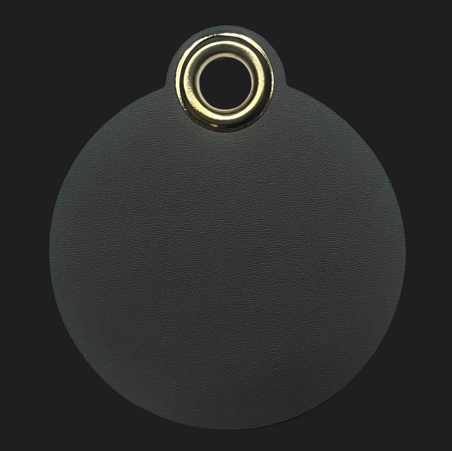 Grey Round Leather Bag Tag - Black Engraving - Personalised Bag Tags