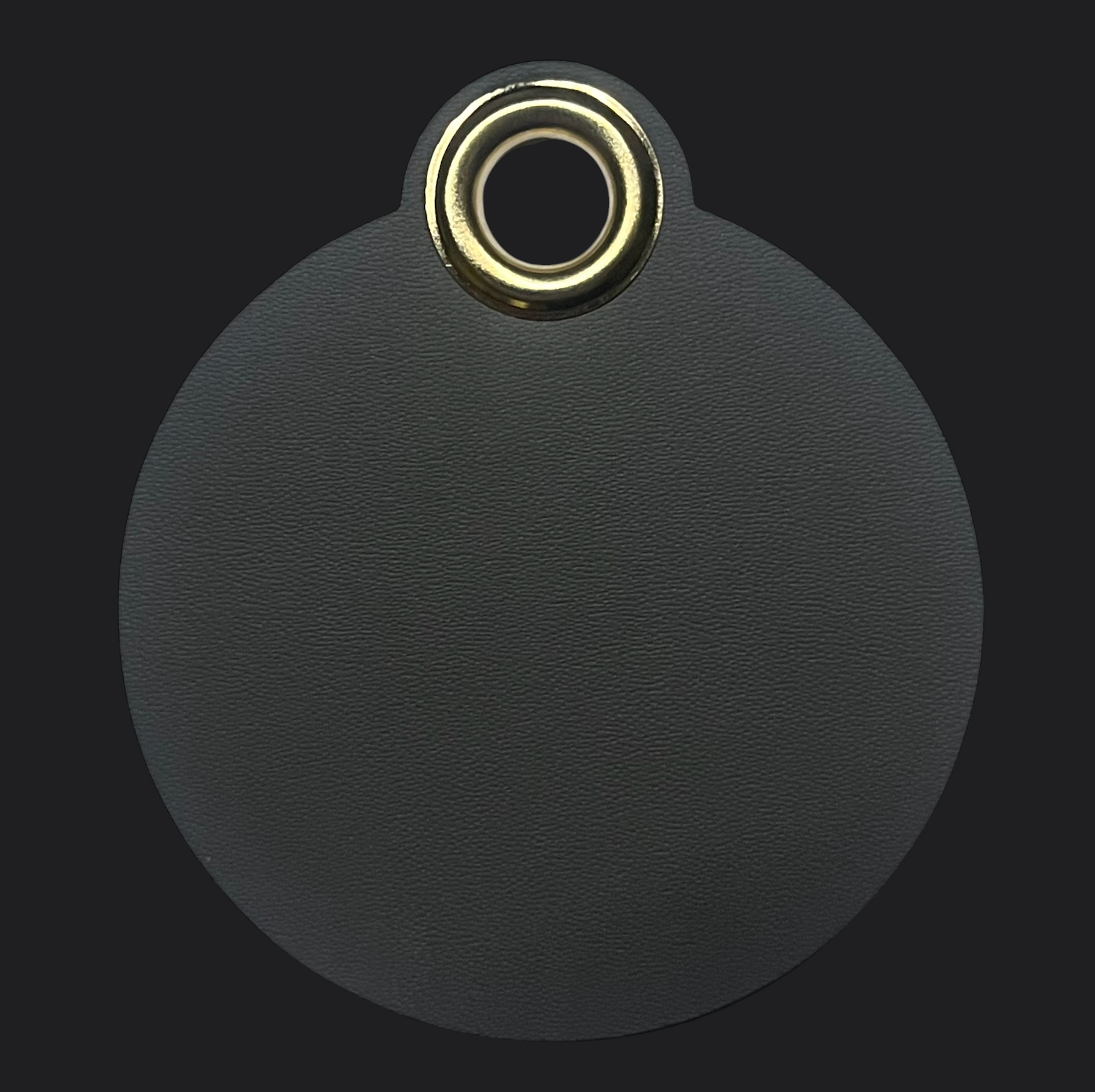 Grey Round Leather Bag Tag - Black Engraving - Personalised Bag Tags