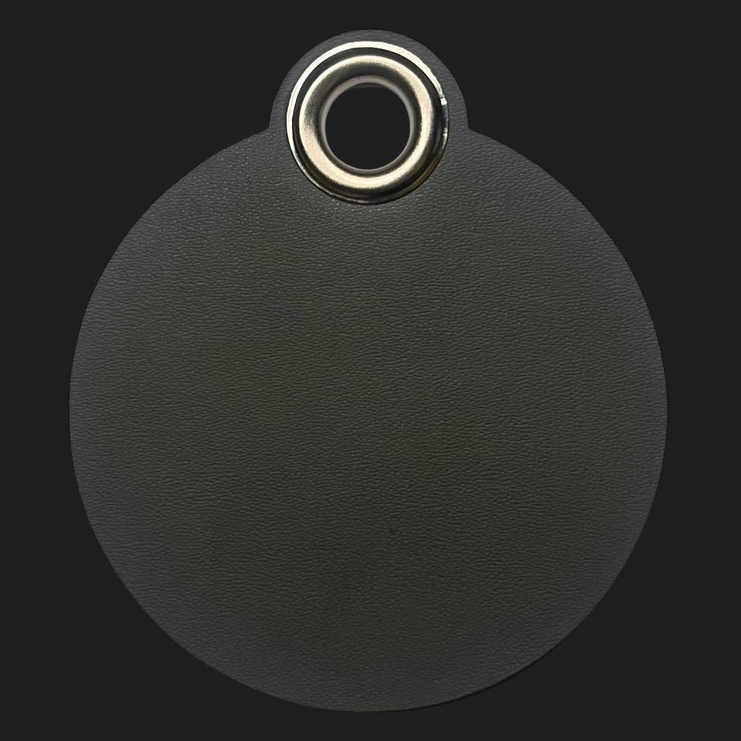 Grey Round Leather Bag Tag - Black Engraving - Personalised Bag Tags