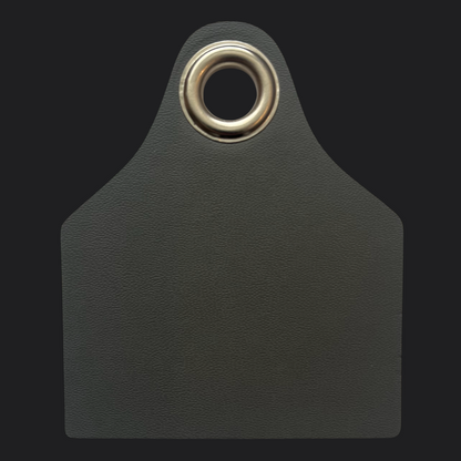 Grey Leather Cowtag Bag Tag - Black Engraving - Personalised Bag Tags