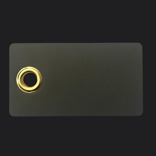 Grey Rectangle Leather Bag Tag - Black Engraving - Personalised Bag Tag